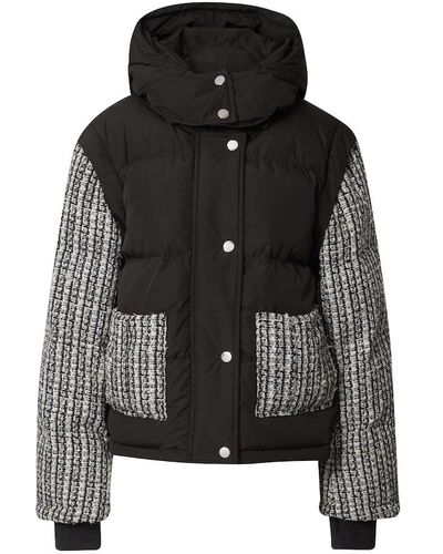 CLOEYS Tweed Puffer Jacket And Vest - Black