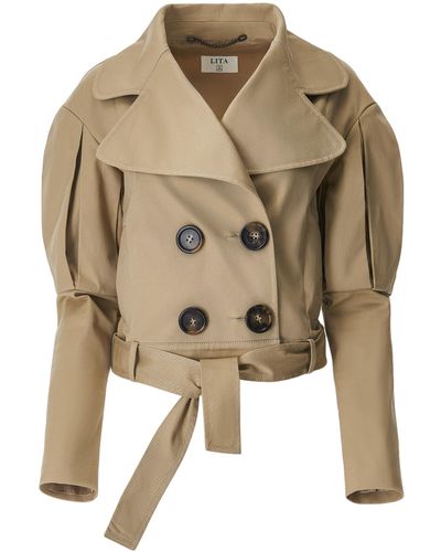 Lita Couture Statement Jacket With Oversized Lapels - Natural
