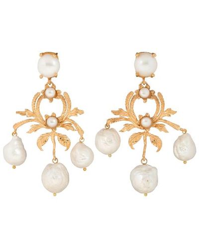 Christie Nicolaides Celeste Earrings Pearl - Metallic