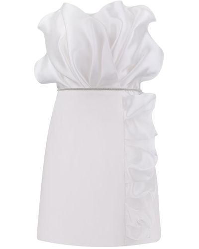 Total White Draped Mini Dress - White