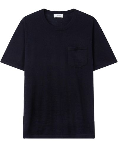 CRUSH Collection Crew-Neck Short Sleeves Cashmere Tshirt - Blue