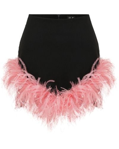 Ila Onika- Mini Skirt With Feather Embellishment - Black