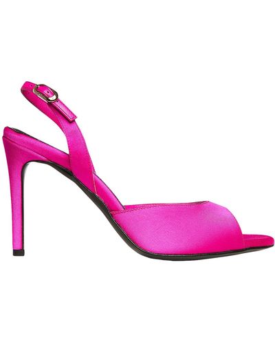 Ginissima Vicky Round Toe Hot Satin Sandals - Pink