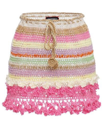 Andreeva Malva Handmade Crochet Mini Skirt - Pink
