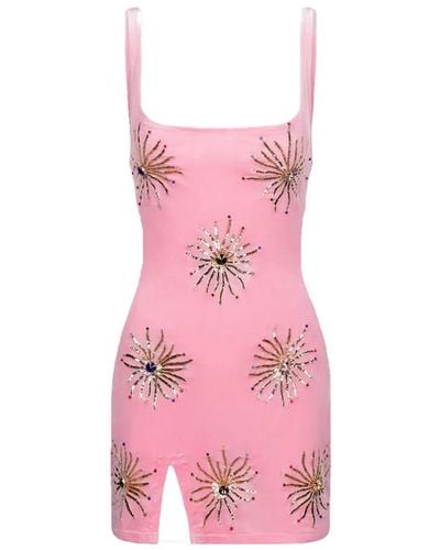Oceanus Callie Luxury Embellished Party Dress - Pink