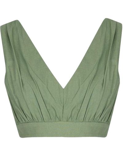 F.ILKK Ruched Cropped Top - Green
