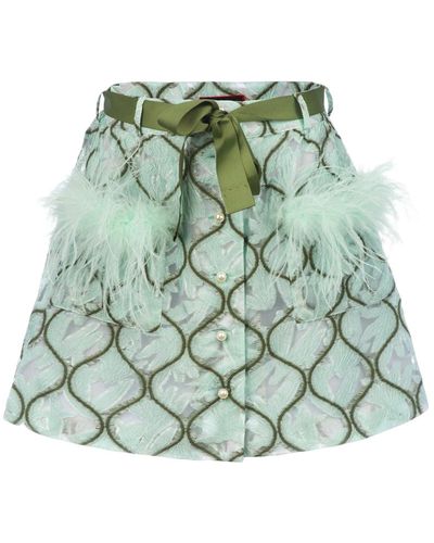 Andreeva Mint Skirt With Feathers - Green