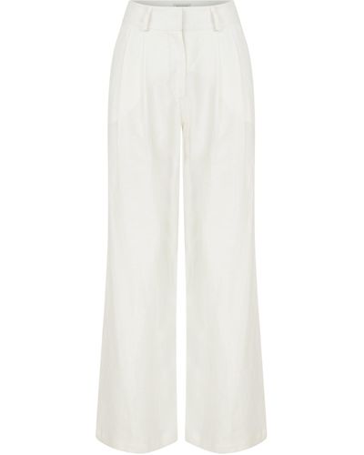 NAZLI CEREN Tina Linen Pants - White