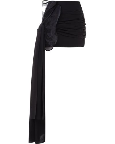 Malva Florea Mini Skirt With Train - Black