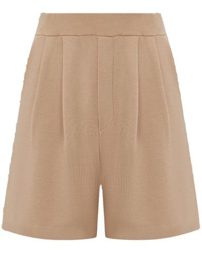 CRUSH Collection Pleated Wide-Leg Shorts - Natural
