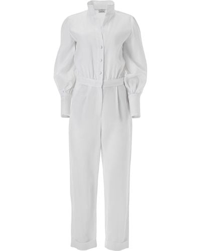 Lita Couture Belted Vanity Jumpsuit - White