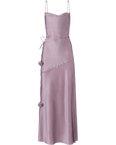 Lita Couture Floor-Length Satin Dress - Purple