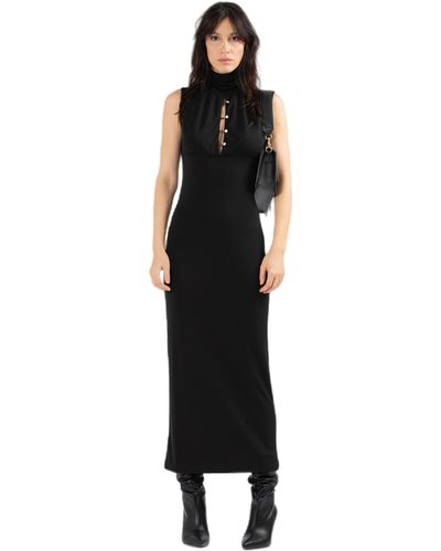 Divalo Ianna Turtle Neck Jersey Maxi Dress - Black