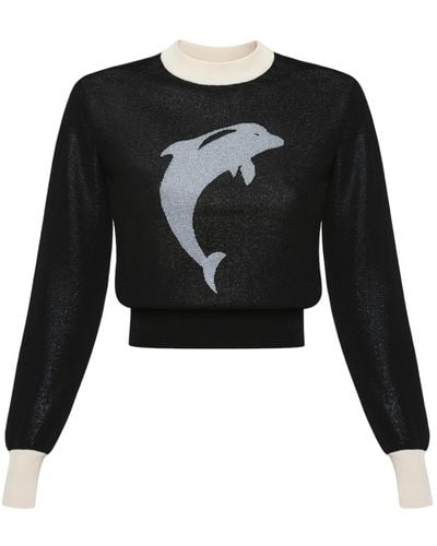 KEBURIA Dolphin Metallic Knitted Sweater - Black