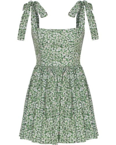 NAZLI CEREN Audree Floral Print Poplin Mini Dress - Green