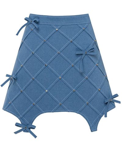 GURANDA Denim Mini Skirt With Bow - Blue