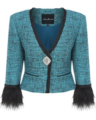 Nana Jacqueline Daphne Feather Tweed Coat () - Blue