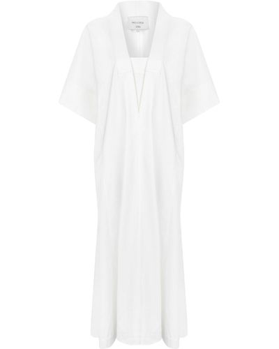 NAZLI CEREN Gena V-Neck Cotton Dress - White