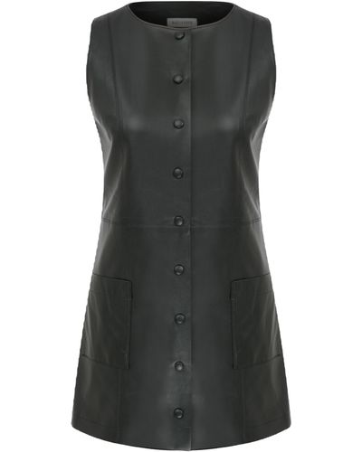 NAZLI CEREN Odette Vegan Leather Mini Dress - Black