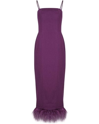 F.ILKK Plum Midi Feather Dress - Purple