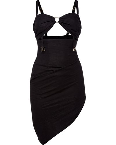 Divalo Raisa Linen Cut-Out Dress - Black