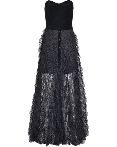 Lily Was Here Unique Dress With Velvet Corset And Lace Skirt - Black