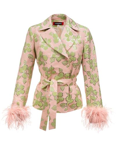 Andreeva Jacquard Jacket №19 With Detachable Feather Cuffs - Natural