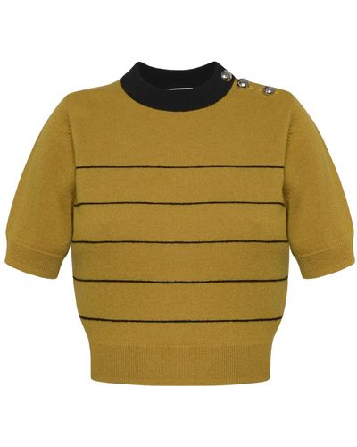 KEBURIA Wool-Cashmere Striped Top - Yellow