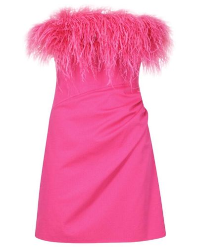 F.ILKK Fucshia Feather Mini Dress - Pink