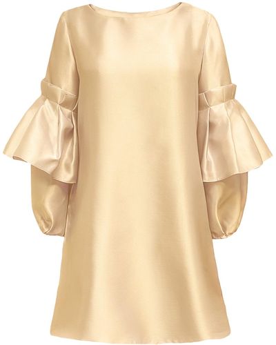 ANITABEL Champagne Shift Dress With Puff Sleeves - Natural