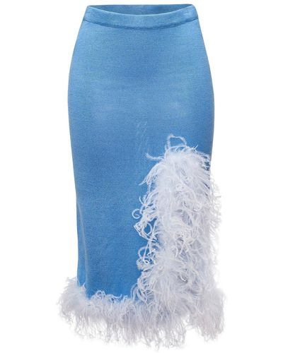Andreeva Knit Skirt-Dress With Feather Details - Blue