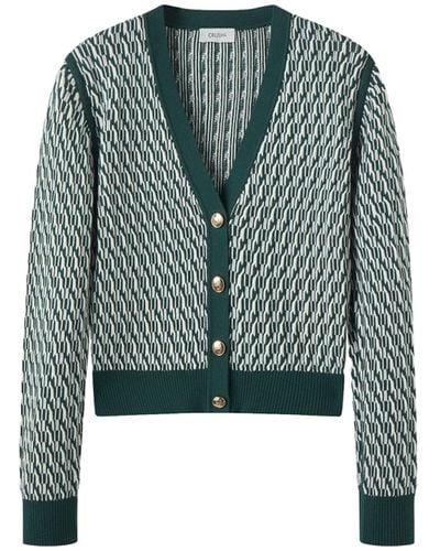 CRUSH Collection Cotton And Cashmere Two-Tone Cardigan - Blue