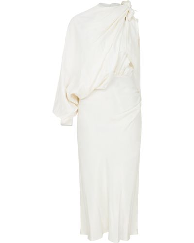 NAZLI CEREN Emillien Asymmetric Satin Dress - White