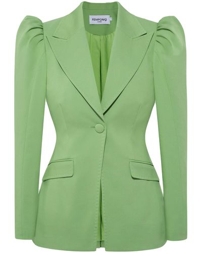 Femponiq Puff-Shoulder Tailored Blazer (Apple-) - Green