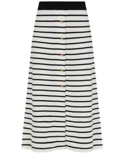 CRUSH Collection Striped Button-Embellished Full Skirt - White