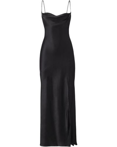Lita Couture Floor-Length Silk Dress - Black