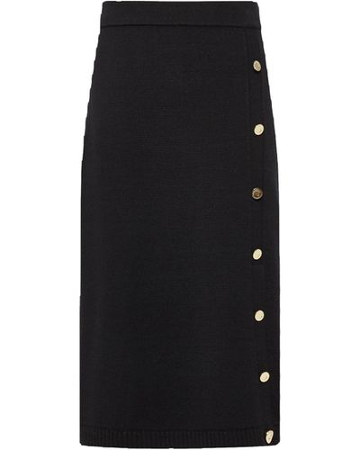 CRUSH Collection Silk Blend Midi Skirt - Black