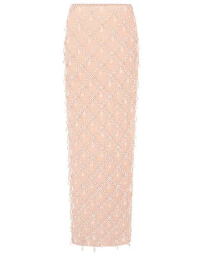 Oceanus Calliope Luxury Crystal Nude Co-Ord Skirt - Pink
