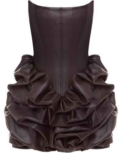 BALYKINA Lucky Leather Dress Burgundy - Brown