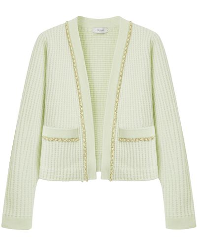CRUSH Collection Waffle Knit Cashmere Cardigan - Green