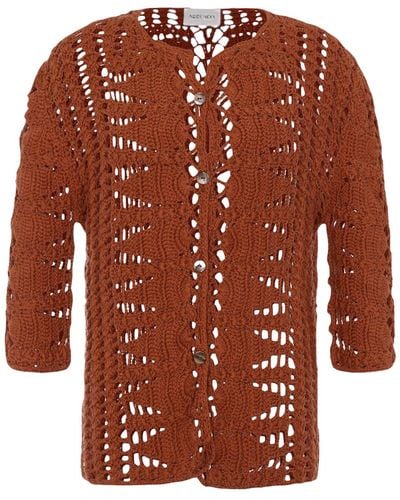 ASCENDIA Patterned Crochet Shirt - Red