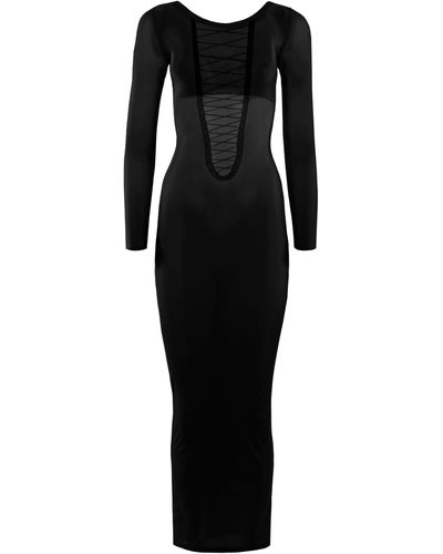 Vestiaire d'un Oiseau Libre Sheer Lace-Up Dress - Black