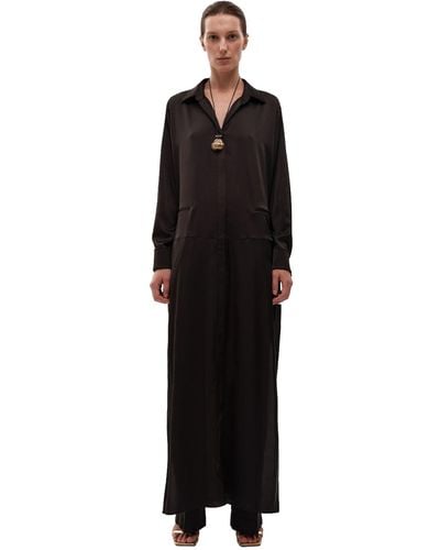 Gasanova Maxi Shirt Silk Dress - Black