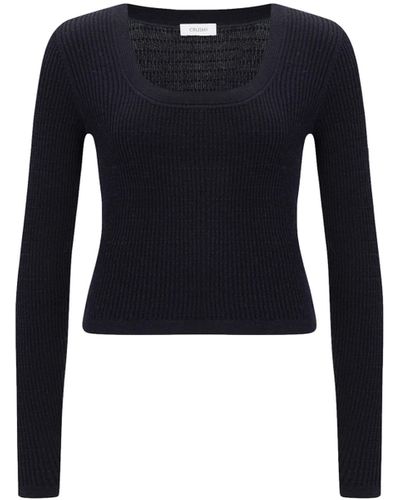 CRUSH Collection Silk Cashmere Cable-Knit U-Neck Sweater - Black