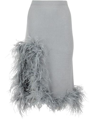 Andreeva Knit Skirt With Feathers - Gray