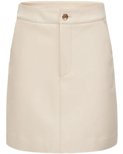 CRUSH Collection Lambskin Leather Skirt With Metal Buttons - Natural