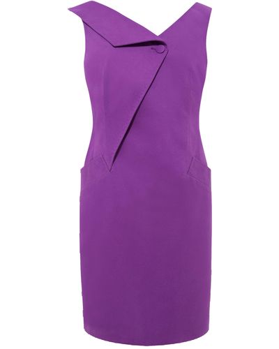 Femponiq Asymmetric Lapel Tailored Cotton Dress () - Purple