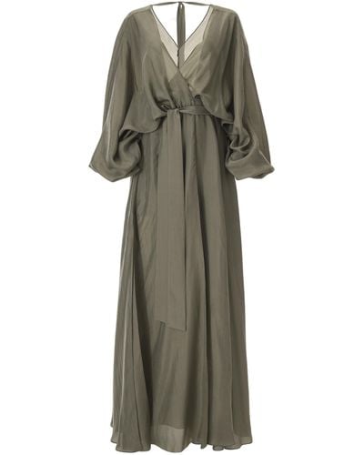 Lita Couture Pure Silk Wrap Dress - Green
