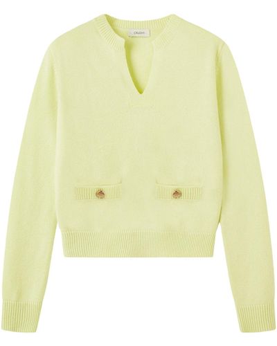CRUSH Collection Cashmere Placket Sweater - Yellow