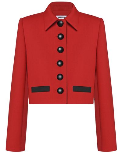 KEBURIA Single-Breasted Jacket - Red